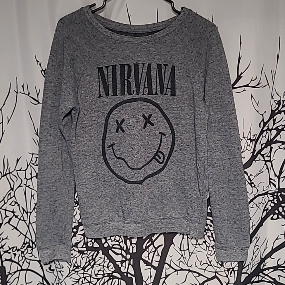 Grey Nirvana Round Neck Long Sleeve Sweatshirt